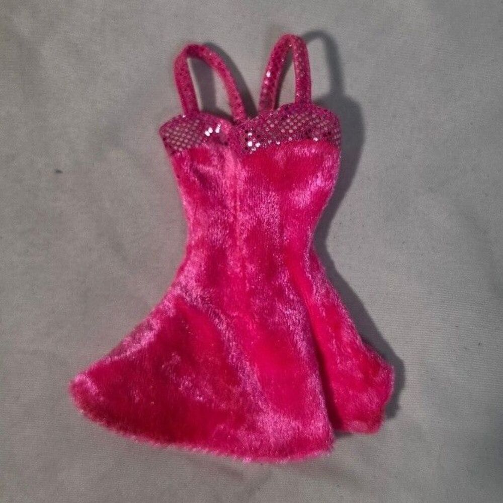 Barbie Doll Fashion Fever Pink Sparkle Velvet Mini Party Dress Outfit